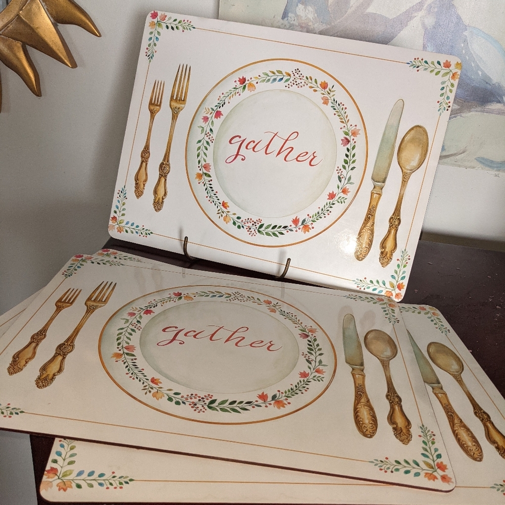 Benson Mills Cork Backed Placemats 4 Inc. Gather Plate & Utensils